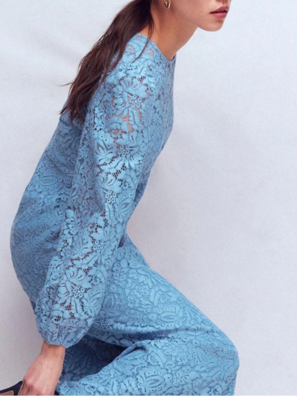Beautiful Boden Blue Lace Long-Sleeve Dress. Brand new with tags.